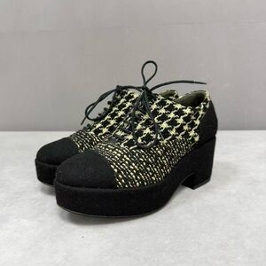 CHANEL Black and Cream Platform Shoes